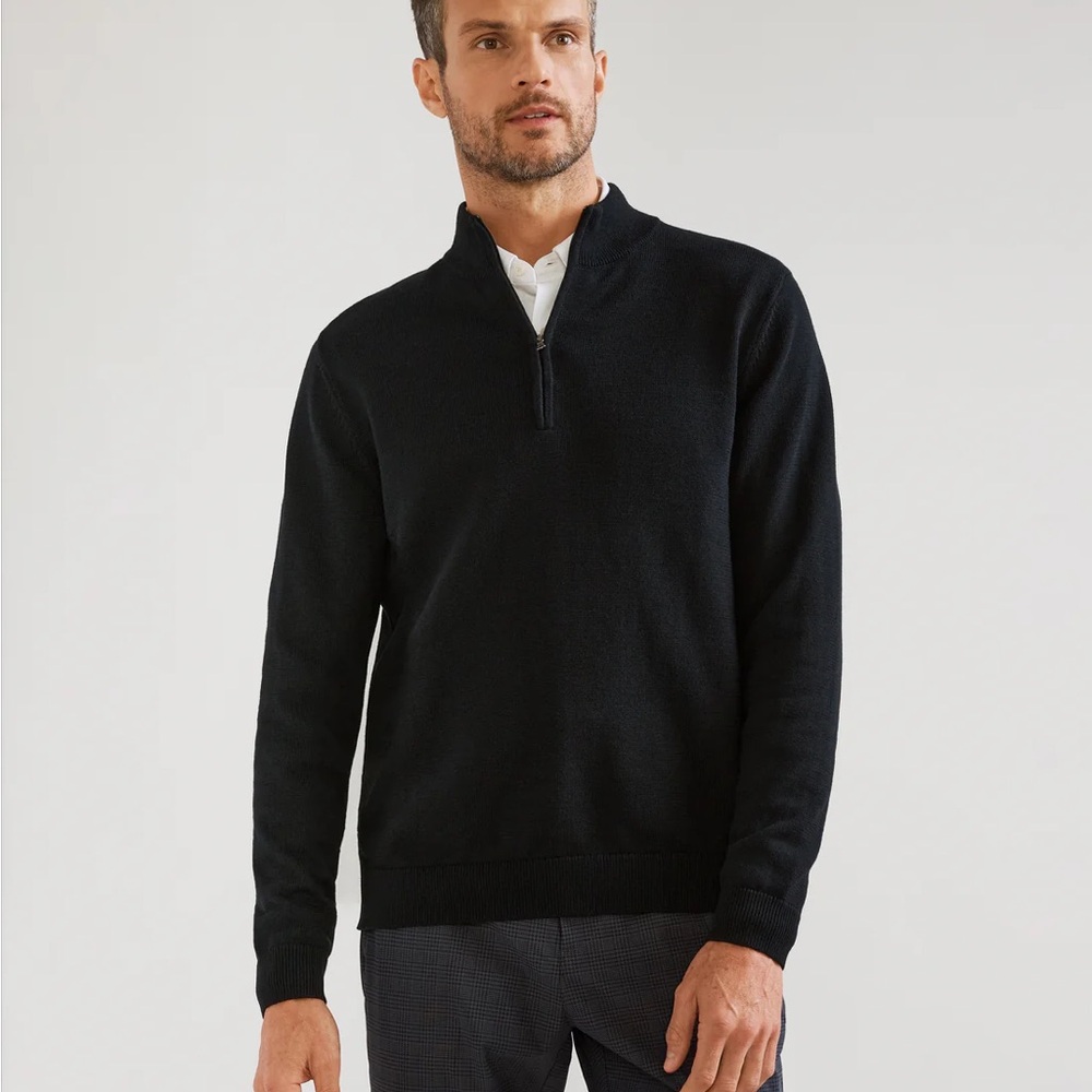 Rhone Black Quarter-Zip Sweater with Mock Neck